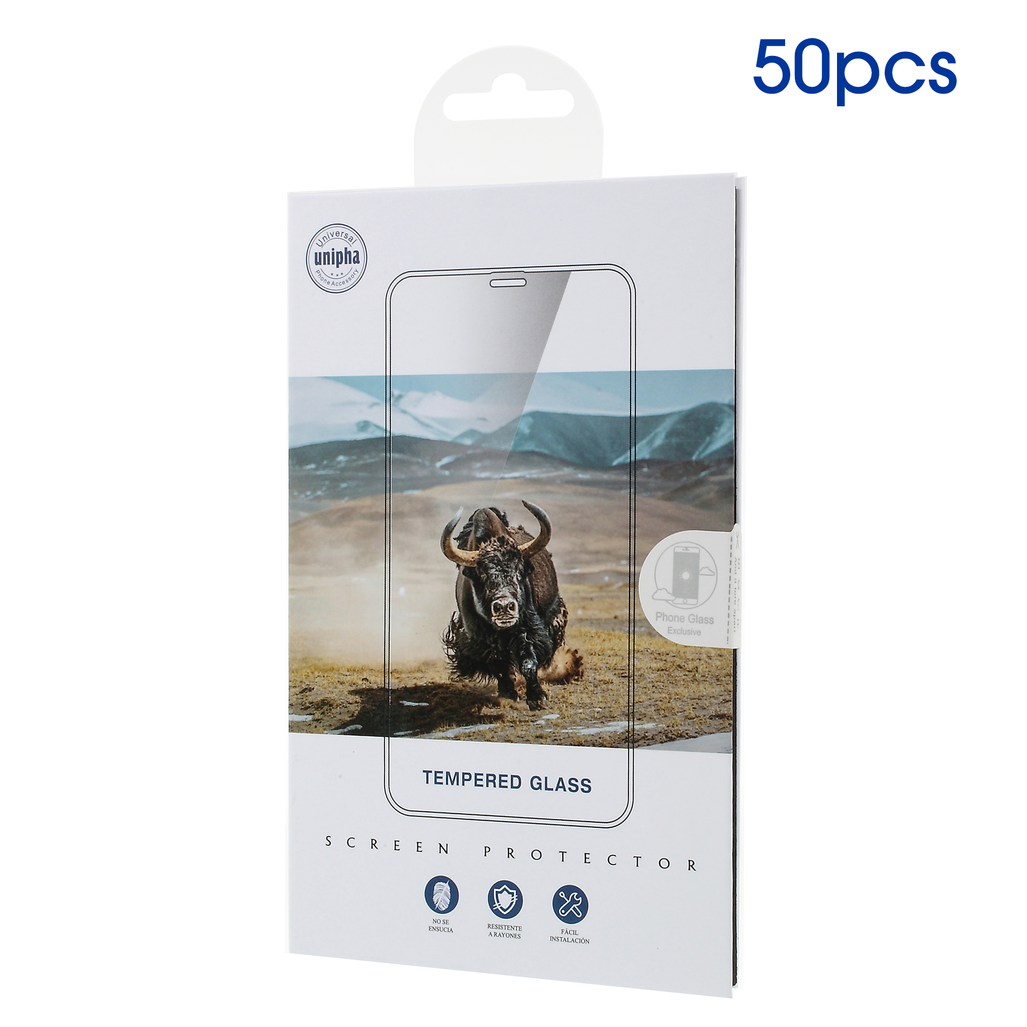 

50Pcs/Lot Universal Packaging Box with Hanging Hook for Tempered Glass Screen Protector - Style D, iPhone 12 mini