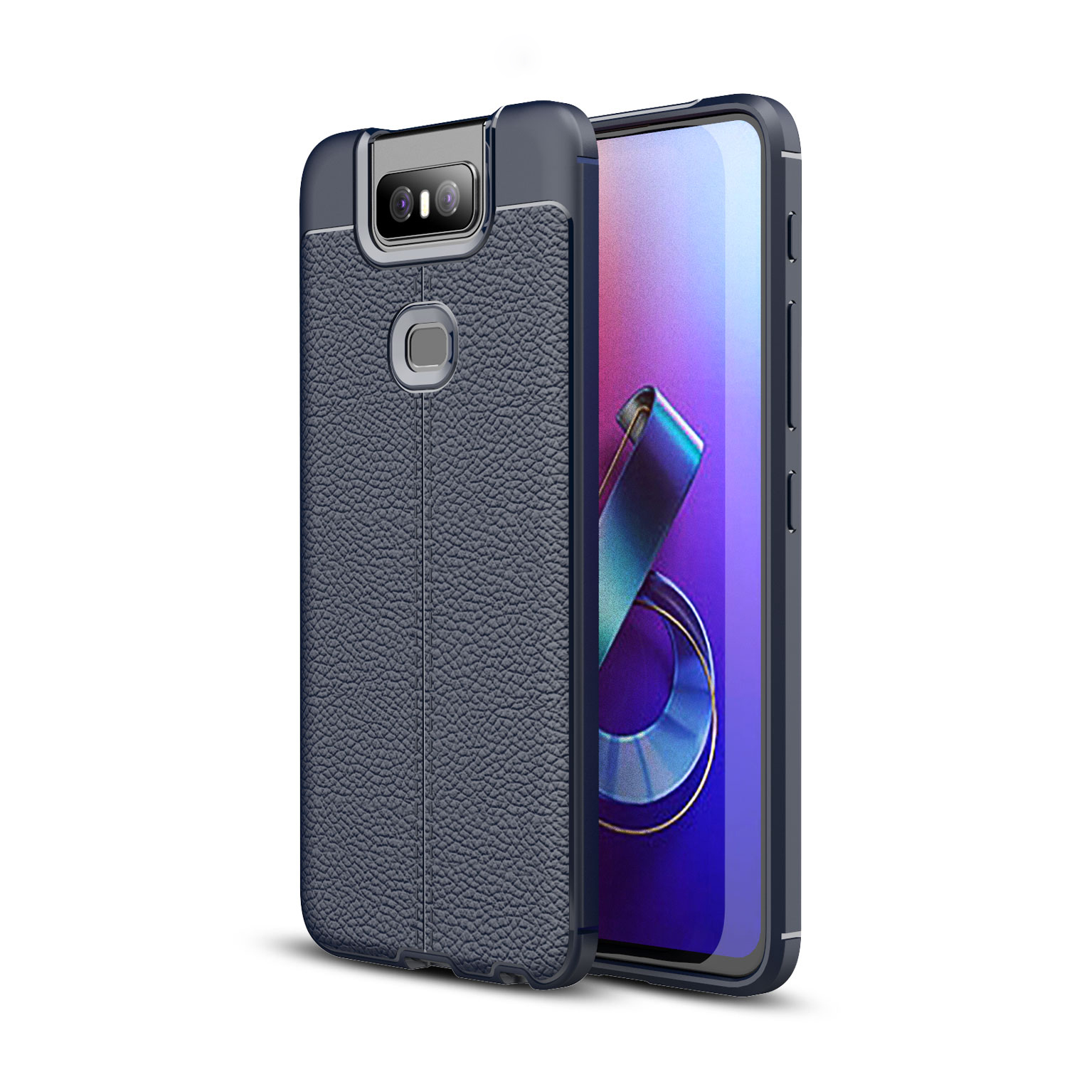 

Litchi Texture TPU Case for Asus Zenfone 6 ZS630KL - Dark Blue, Asus Zenfone 6 ZS630KL