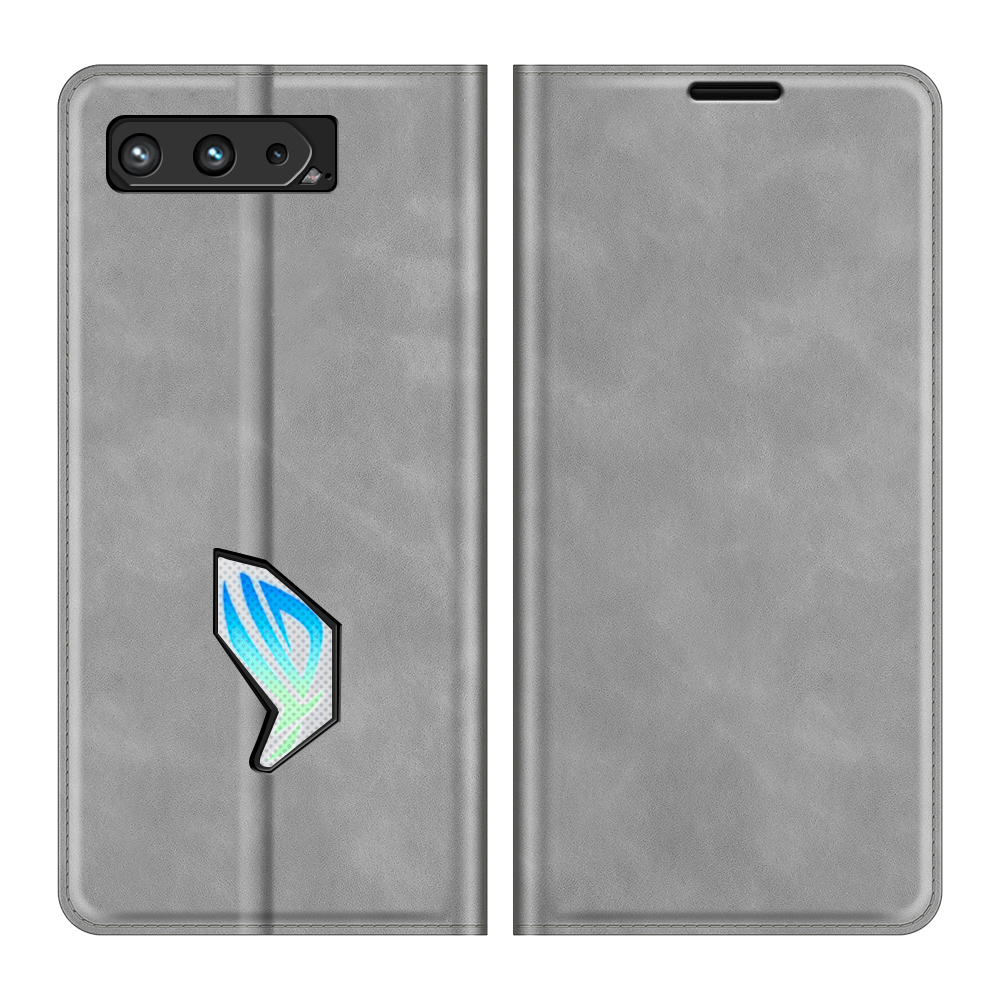 

Skin-Touch Auto-absorbed Wallet Cover Leather Stand Shell for Asus ROG Phone 5 - Grey