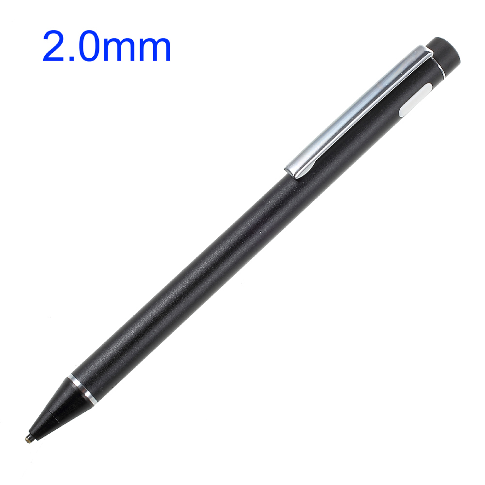 Metal Tip 2.0mm High-precision Capacitive Touch Screen Pen for iPhone iPad Samsung - Black