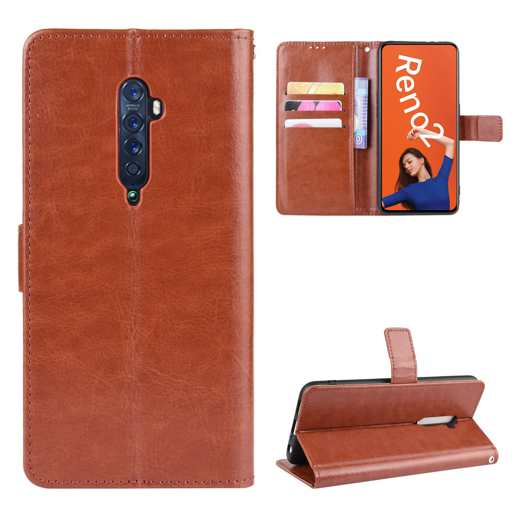 

Crazy Horse en Cuir en Cuir Pour Oppo Reno2 - Brun, Oppo OPPO Reno2