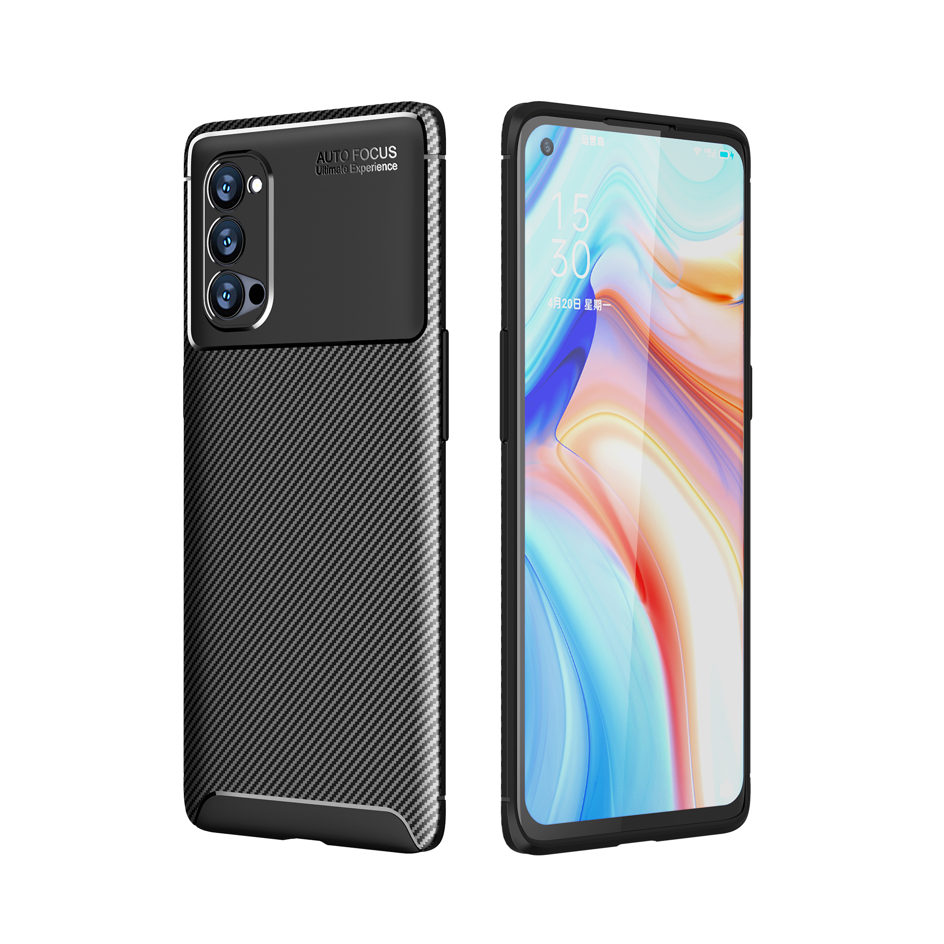 

Carbon Fiber Anti-drop TPU Back Cover for Oppo Reno4 Pro 5G - Black, Oppo Reno4 Pro 5G