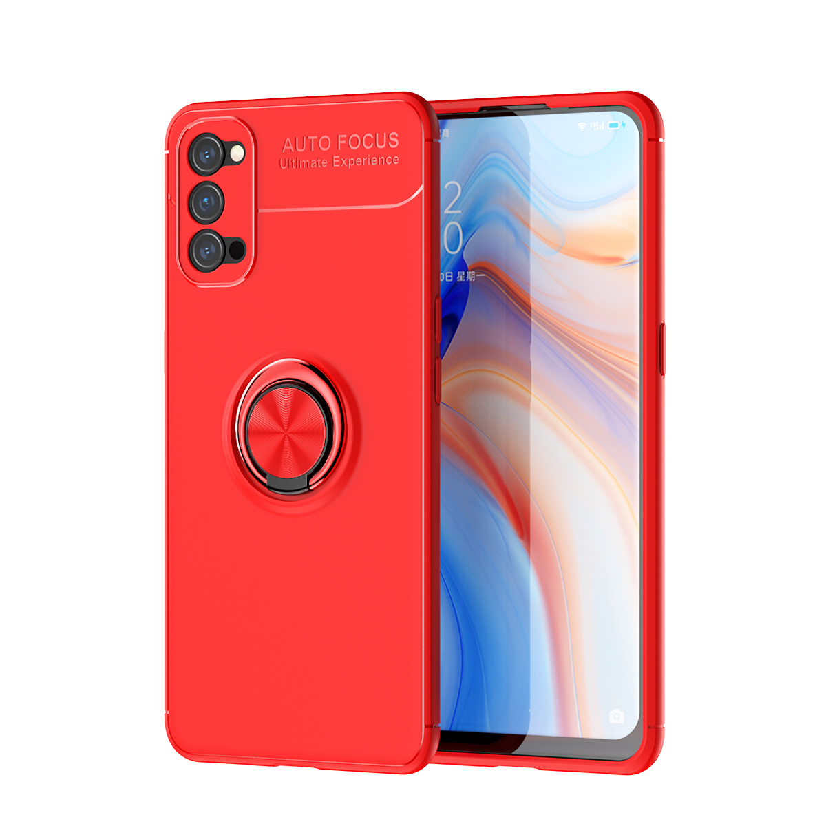

Lenuo Ring Kickstand Tpu-abdeckung [eingebauter Magnetmetallblech] Für Oppo Reno4 5G - Rot, Oppo Reno4 5G