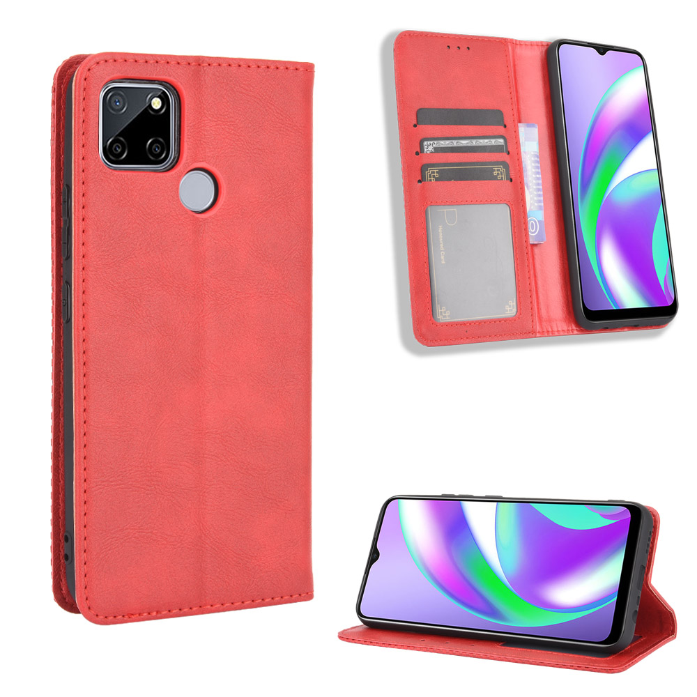 

Couverture de Téléphone en Cuir de Style Portefeuille Vintage Pour Royaume C12 - Rouge