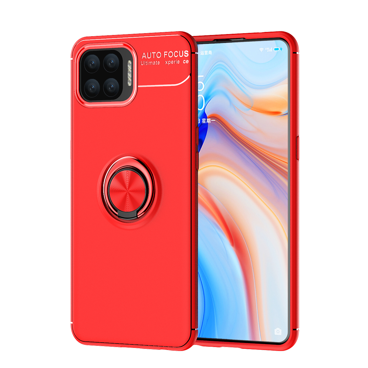 

360-Grad-Rotations-Fingerring-Griff-Kickstand Mit Magnetwagen-Gehäuseabdeckung Für OPPO F17 / A73 - Rot, Oppo A73