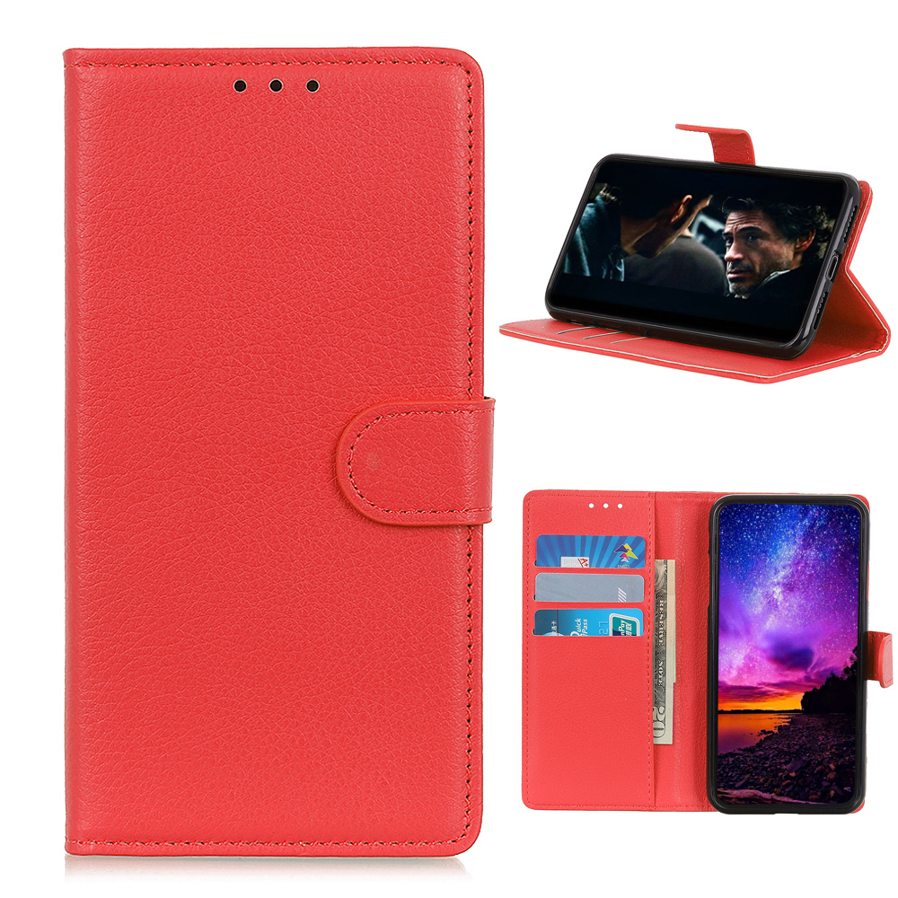 

Litchi Skin Leder Flip Wallet Stand Schutzhülle Für Realme C12 - Rot, Realme C12