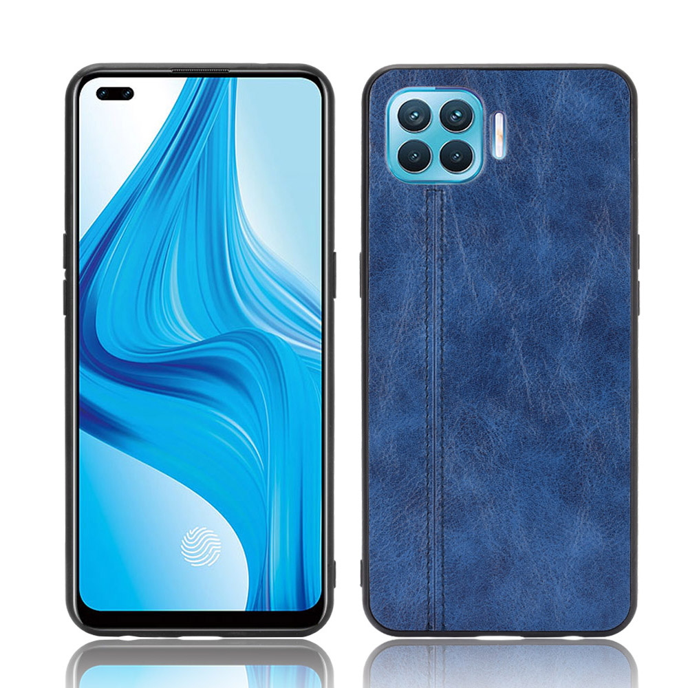 

Stitching Design PC + TPU + PU Leder Hybrid Telefonhülle Für Oppo F17 Pro/A93/Reno4 Lite - Blau, Oppo A93