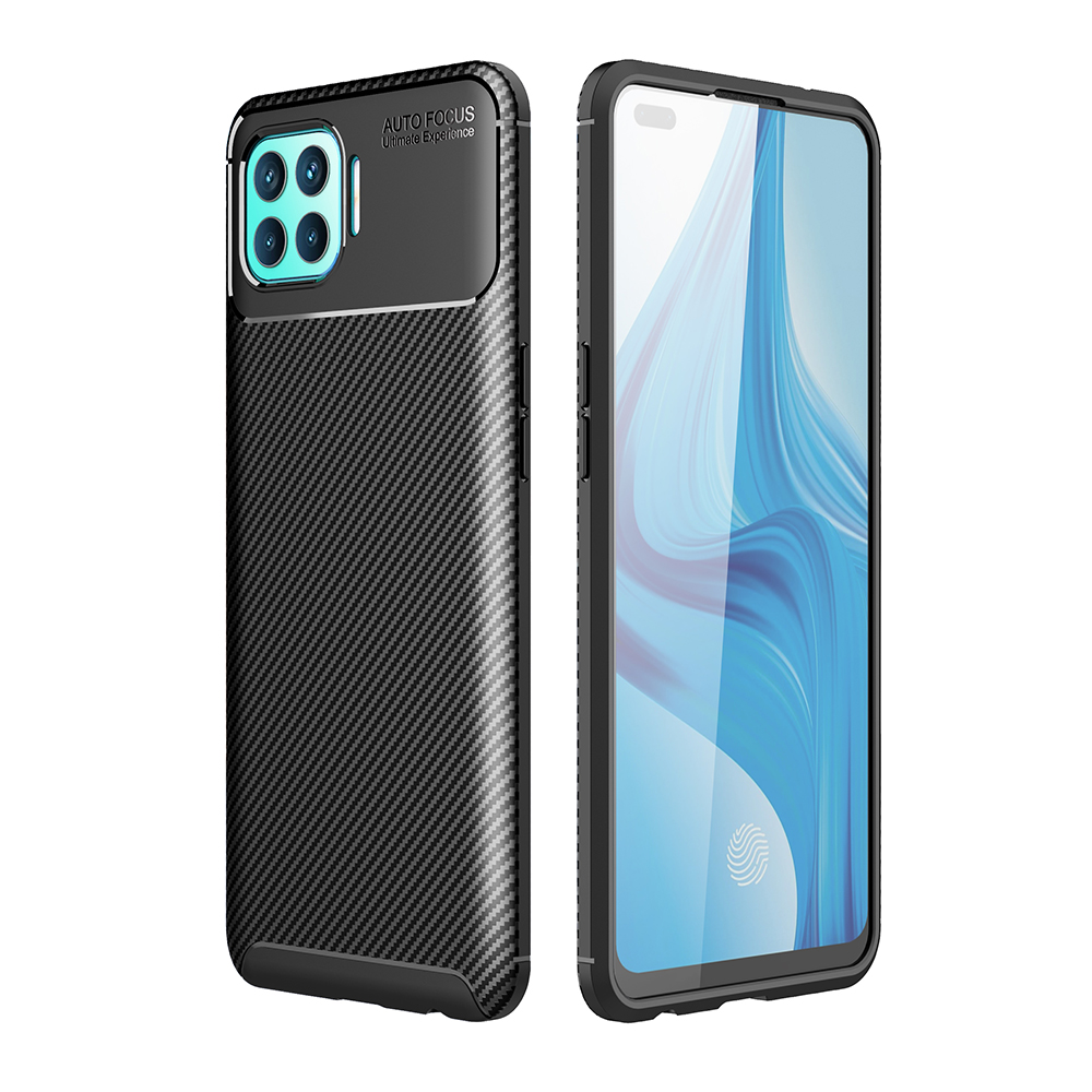 

Drop Resistente Kohlefaserweiche TPU Mobile Case Für Oppo F17 Pro - Schwarz, Oppo F17 Pro