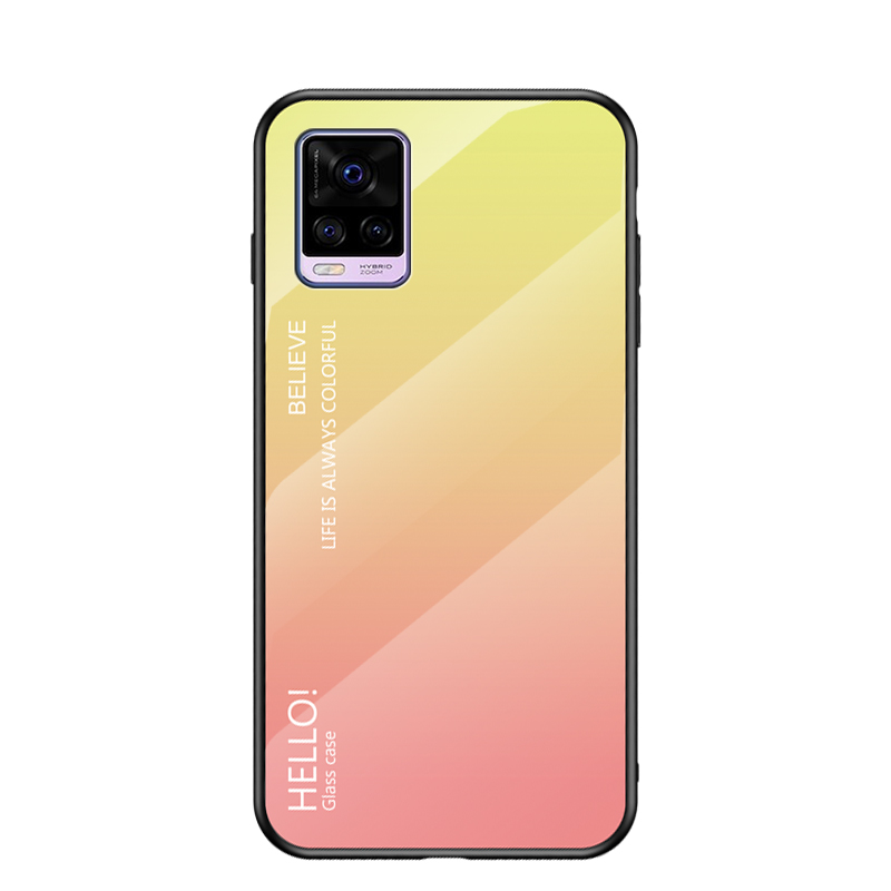 

TPU Soft TPU + Couleur Gradient Tempéradé Téléphone Portable Back Back Pour Vivo V20 - Jaune / Rose, vivo vivo V20