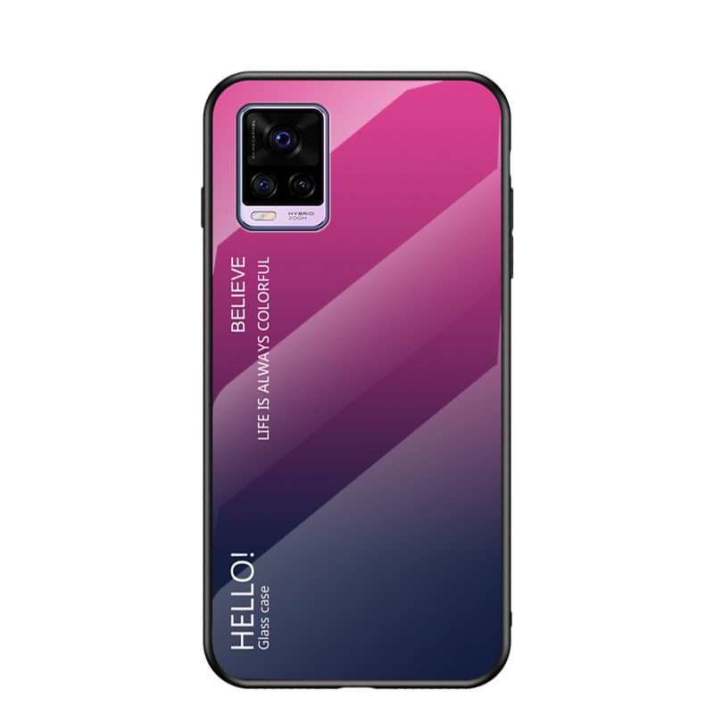

TPU Soft TPU + Couleur Gradient Tempéradé Téléphone Portable Back Back Pour Vivo V20 - Rose / Bleu, vivo vivo V20
