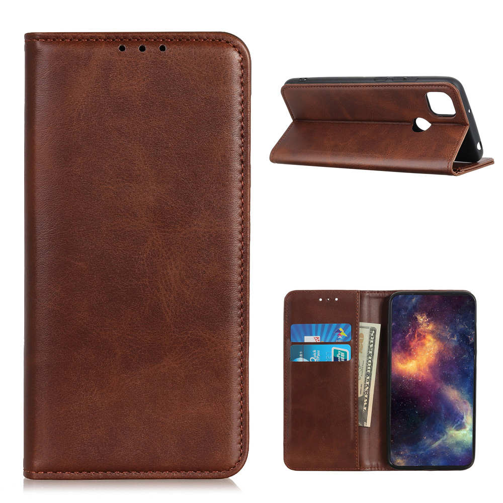 

Automatisch Absorbierte Geteilte Leder-brieftaschen-telefonabdeckung Für Oppo A15 Stand Shell - Kaffee, OPPO A15