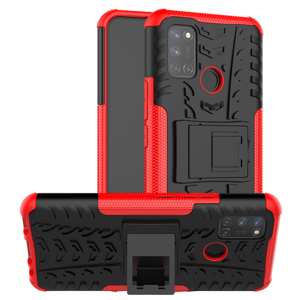 

Anti-slip-pc + Tpu-combo-protektor Für Realme 7i (asien)/c17-kickstand-cover - Rot, Realme 7i (Asia)