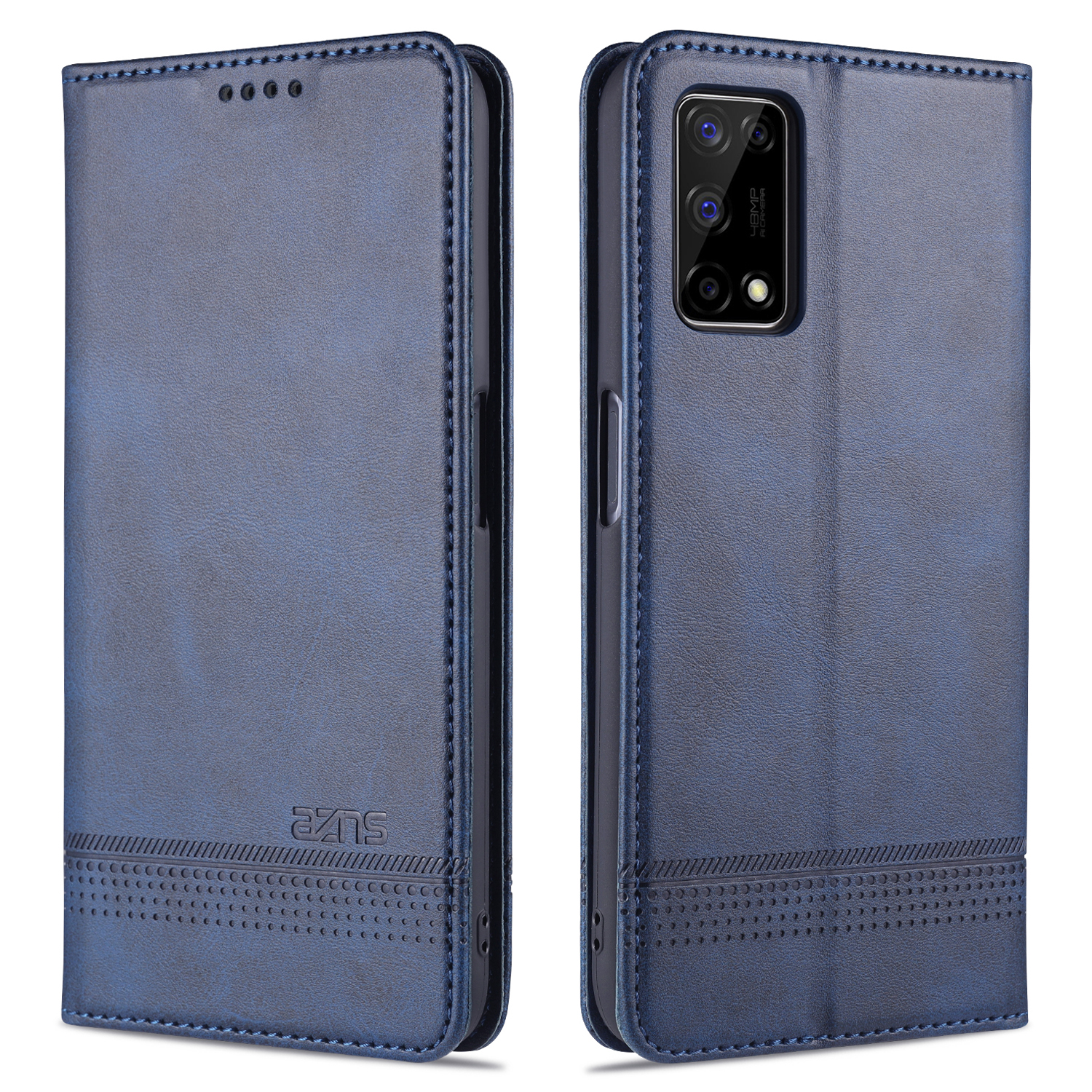 

AZNS Magnetic Saug Wallet Leder Mobile Stand Shell Hülle Für Oppo K7x/realme V5 5g - Blau, Realme V5 5G