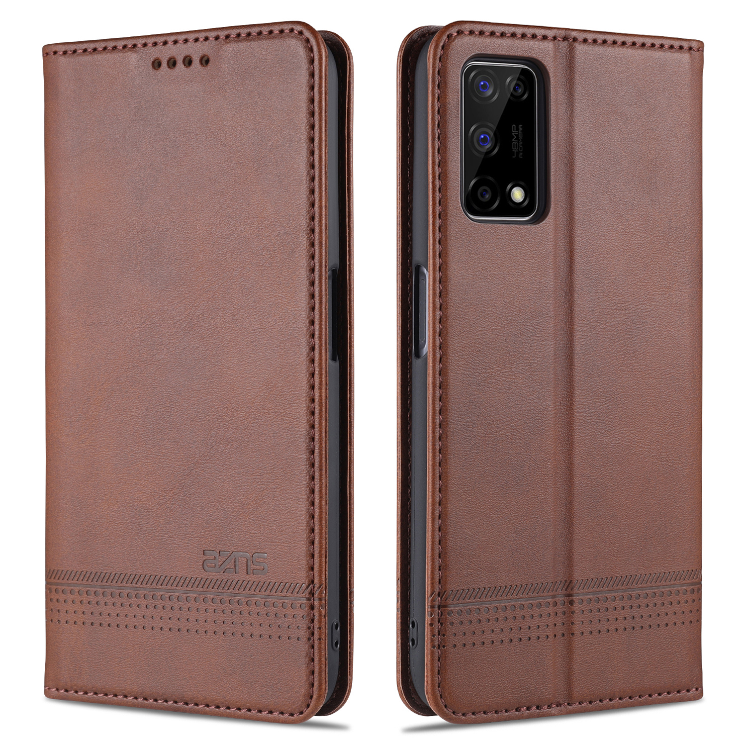 

AZNS Magnetic Saug Wallet Leder Mobile Stand Shell Hülle Für Oppo K7x/realme V5 5g - Kaffee, Realme V5 5G