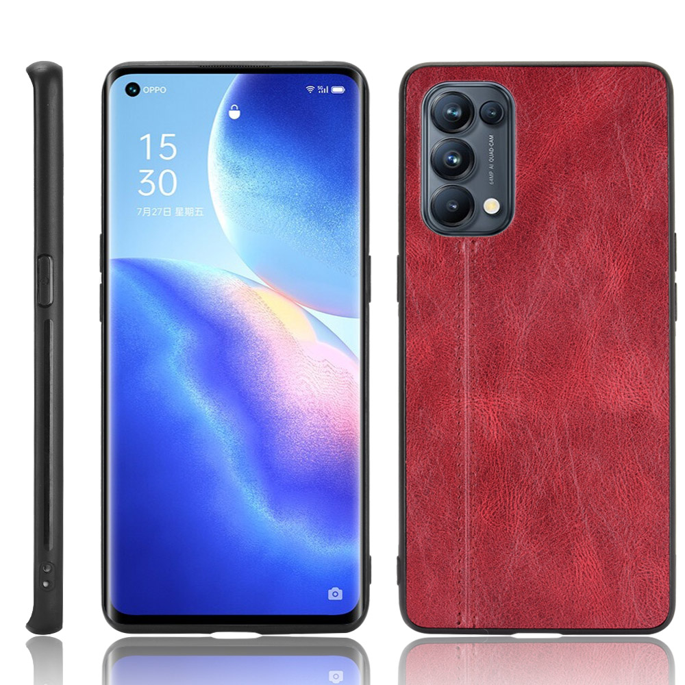 

PC + TPU Mobile Phone Case with PU Leather Coated for Oppo Reno5 Pro 5G - Red