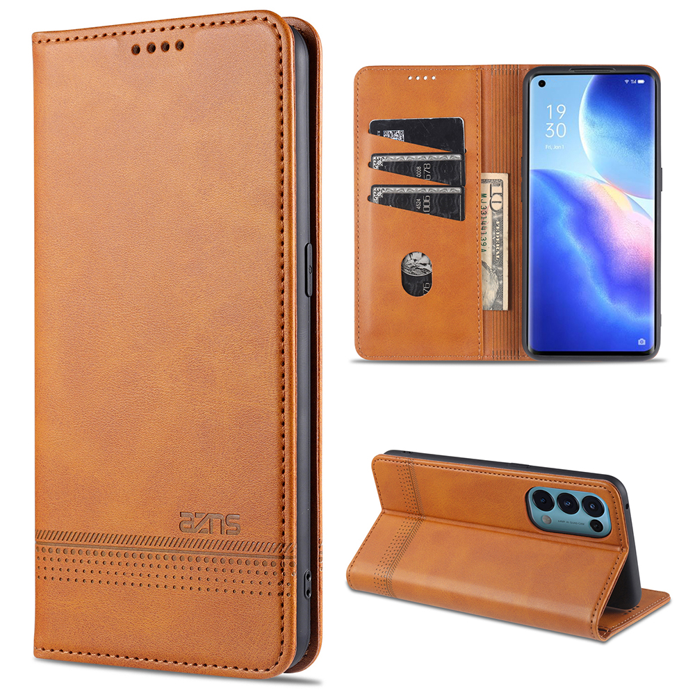 

AZNS Für Oppo Reno5 Pro 5G Auto-absorbiertes Lederabdeckstand Hülle - Braun, Oppo Reno5 Pro 5G