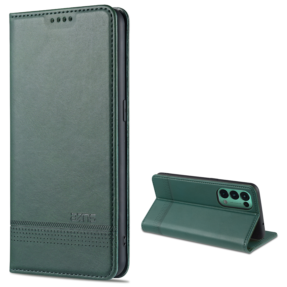

AZNS Für Oppo Reno5 5G Auto-absorbierter Leder-Leather Protector-Stand-Fall - Grün, Oppo Reno5 5G
