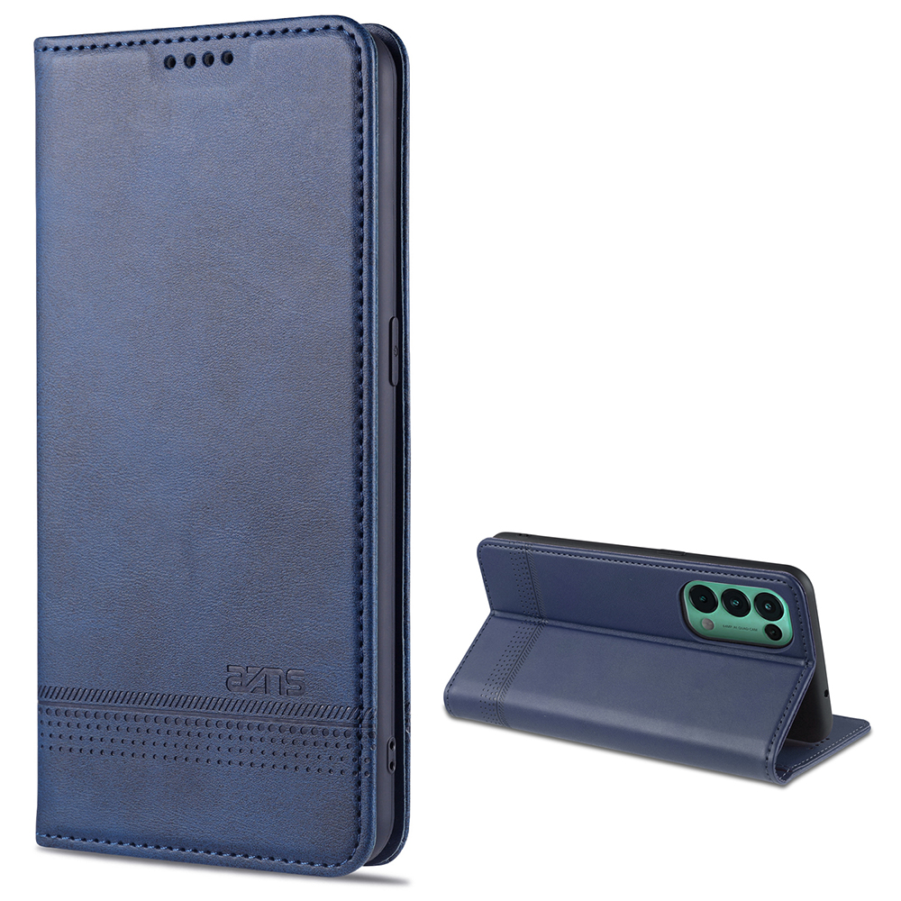 

AZNS Für Oppo Reno5 5G Auto-absorbierter Leder-Leather Protector-Stand-Fall - Blau, Oppo Reno5 5G