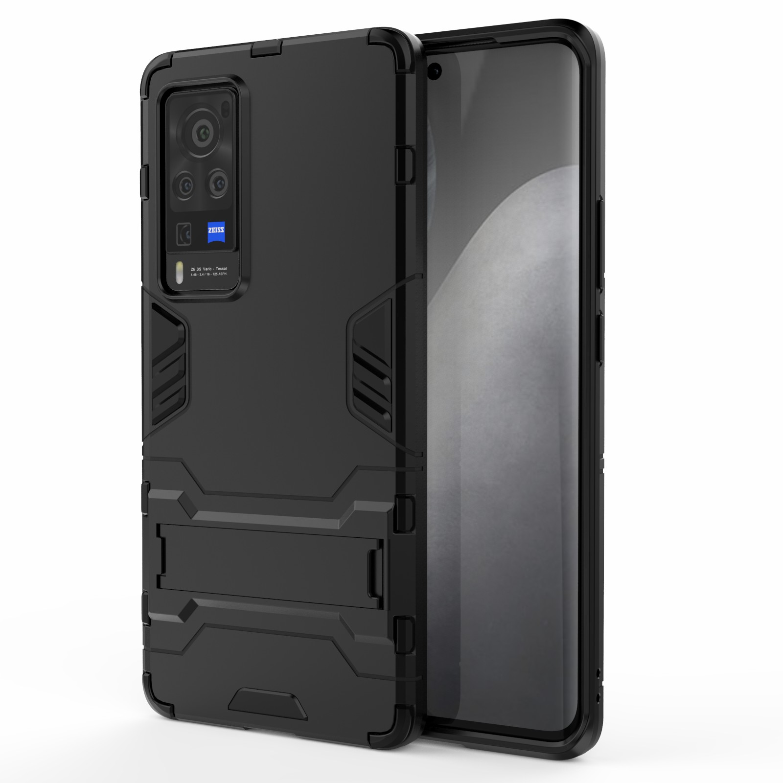 

2 in 1 Dual -layer -kunststoff + TPU Hybrid -telefonabdeckung Mit Kickstand Für Vivo X60 Pro (China) - Schwarz, vivo X60 Pro (China)