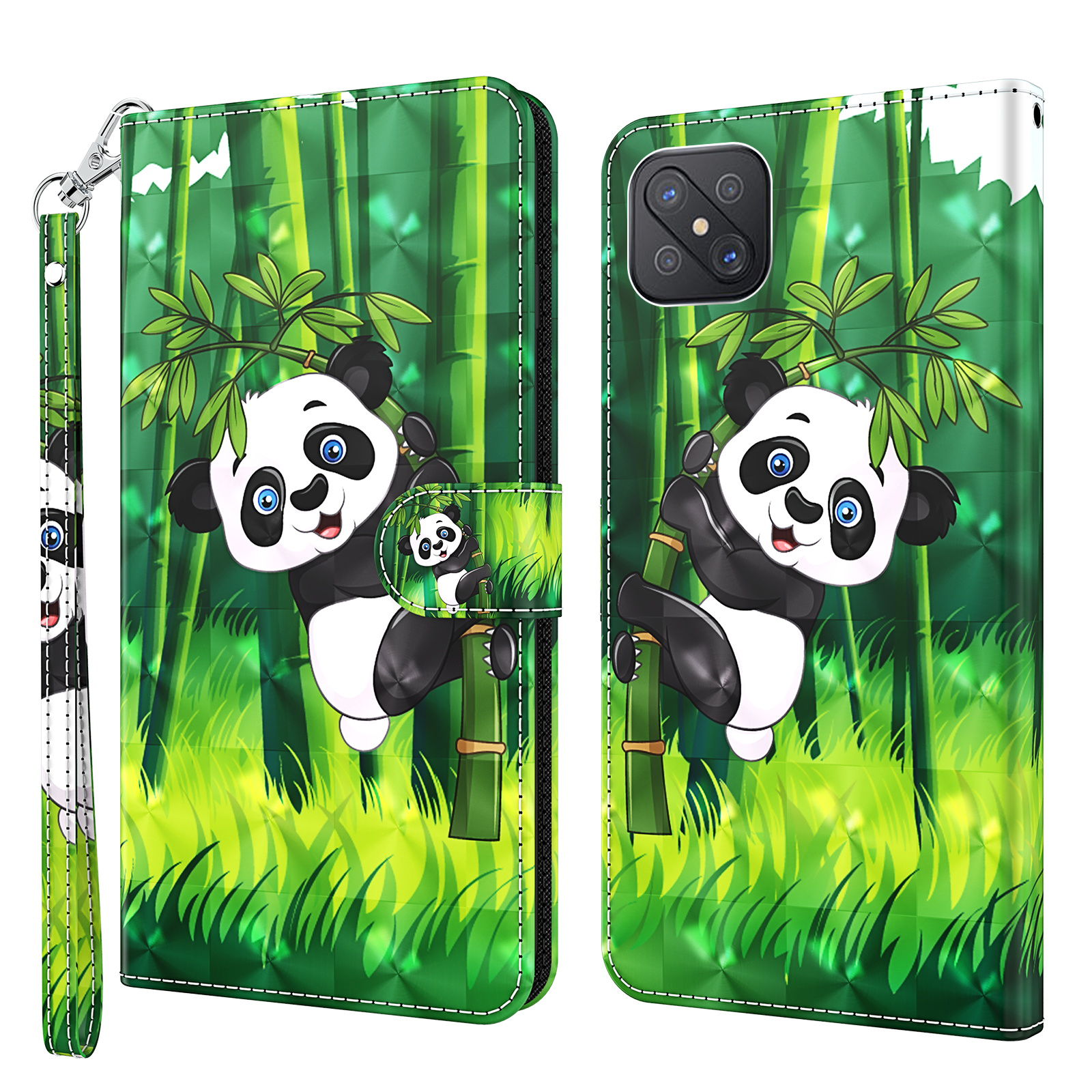 

Pattern Printing Wallet Stand PU Leather Phone Protection Cover Shell for Oppo Reno4 Z 5G / A92s - Panda, Oppo OPPO A5 (2020)