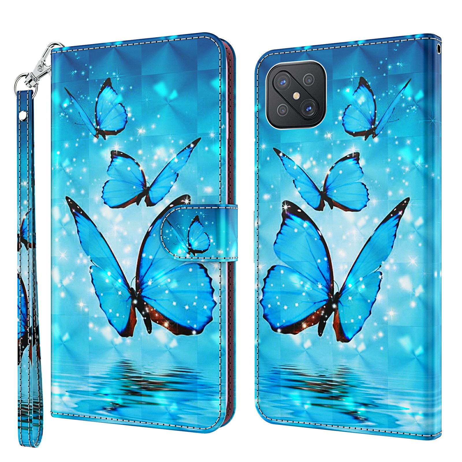

Pattern Printing Wallet Stand PU Leather Phone Protection Cover Shell for Oppo Reno4 Z 5G / A92s - Butterfly, Oppo OPPO A5 (2020)