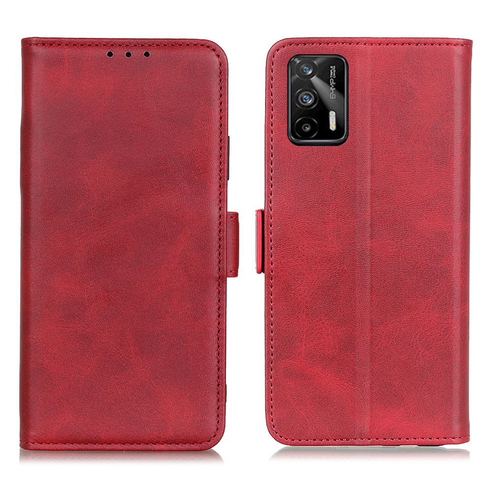 

Magnetic Clasp Design Folio Flip Wallet Leather Stand Case Cover for Realme GT 5G - Red