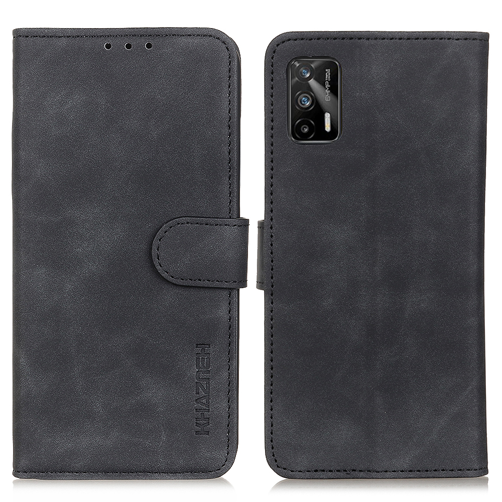

Khazneh Retro -stil Folio Flip pu Leder Hülle Mit Brieftaschenstand Design Für Realme GT 5G - Schwarz, Realme GT 5G