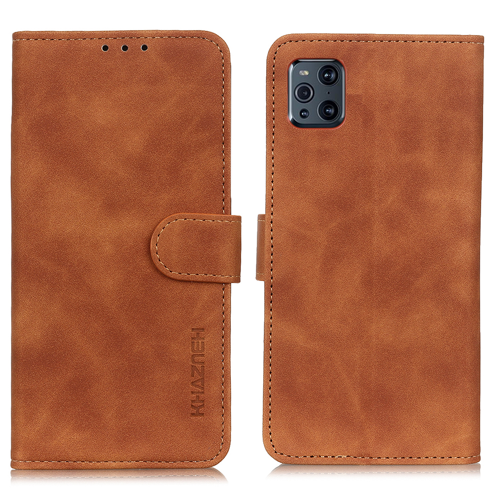 

Khazneh Wallet Design Folio Flip Retro -stil PU Leder Hülle Für Oppo Find X3/X3 Pro - Braun, Oppo Find X3 Pro