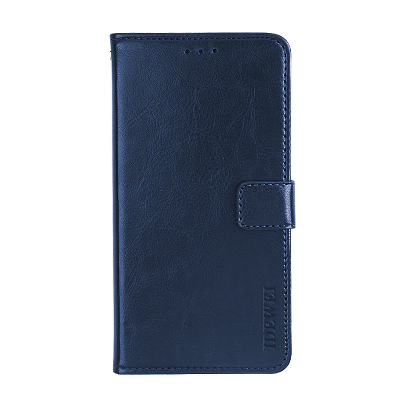

IDEWEI Folio Flip Wallet Crazy Horse Textur Leder Mobile Hülle Mit Stand Für Oppo A53s - Dunkelblau, Oppo A53s 4G