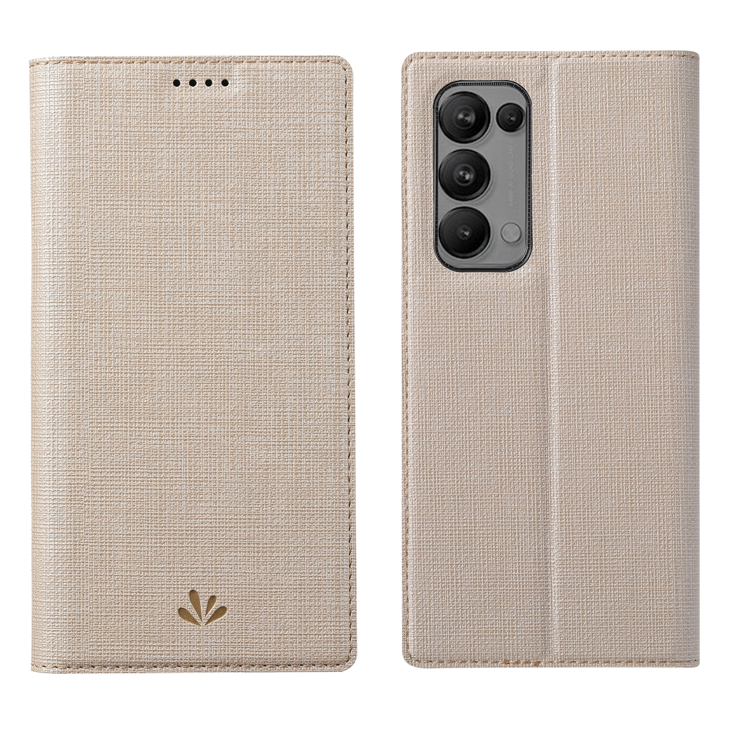 

Vili DMX Für Oppo Reno5 5G Cross Textur Lederstand Hülle - Gold, Oppo Reno5 5G