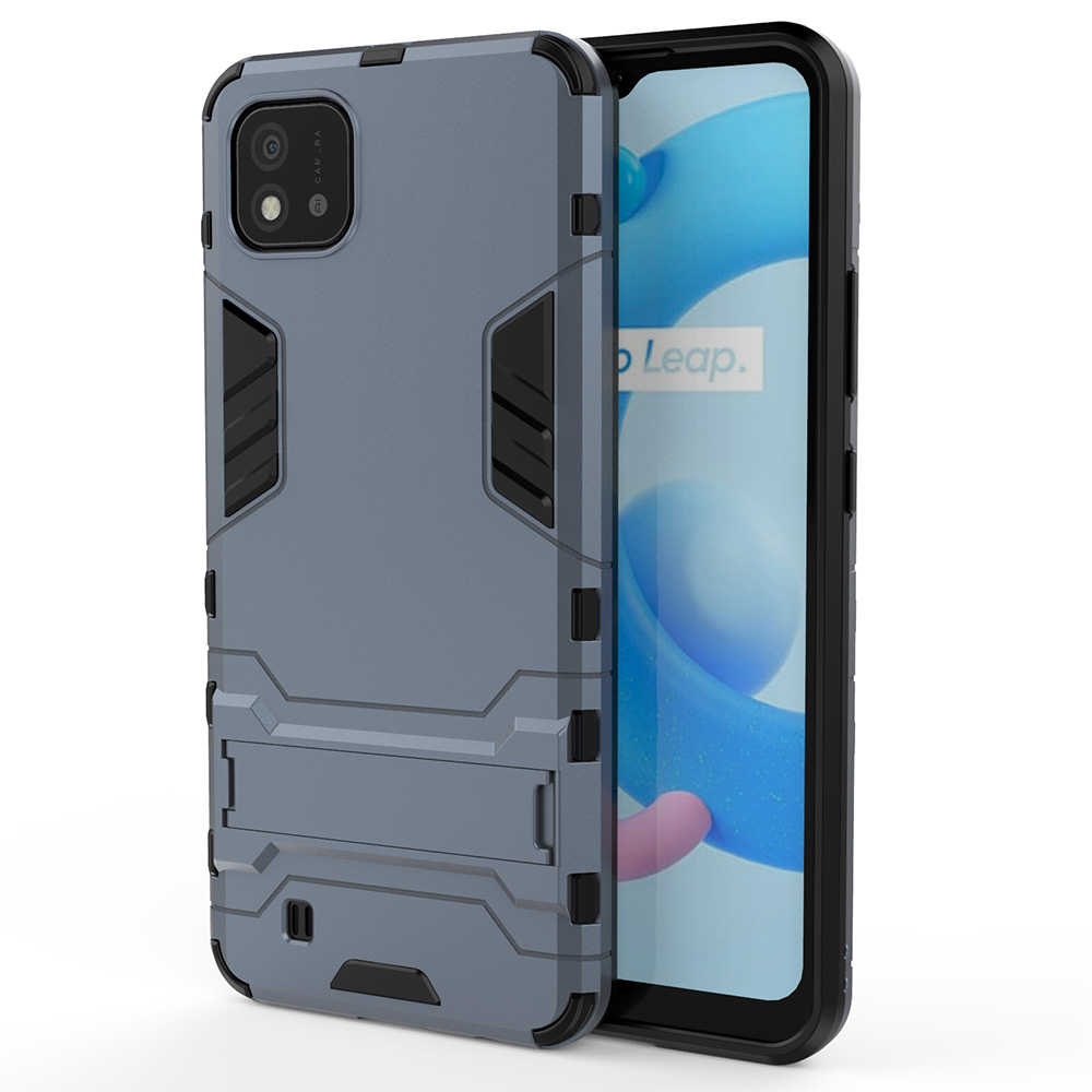 

2 in 1 Kickstand Plastik + TPU Hybrid -telefonschutzabdeckung Für Realme C20 - Blau, Realme C20