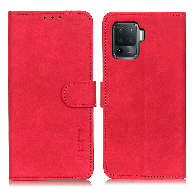 

Khazneh Magnetic Clasp Wallet Design Retro Style PU Ledertasche Für Oppo A94/F19 Pro/Reno5 f. - Rot, Oppo Reno5 F
