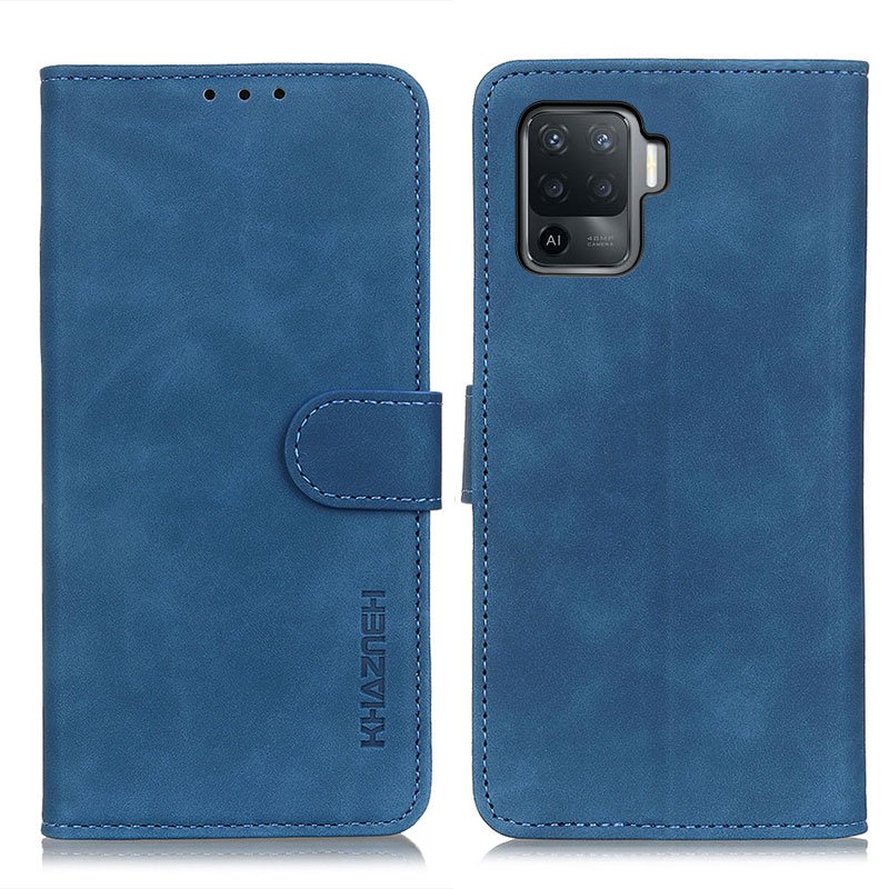

Khazneh Magnetic Clasp Wallet Design Retro Style PU Ledertasche Für Oppo A94/F19 Pro/Reno5 f. - Blau, Oppo Reno5 F