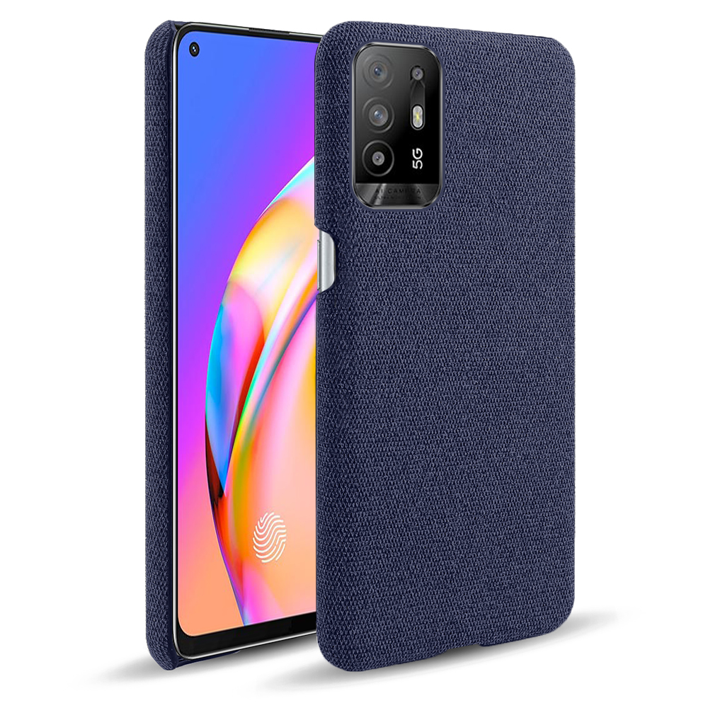 

KSQ Gut Geschütztes Tuchtextur Kunststoff Hartdecker Hülle Für Oppo F19 Pro+ 5G/Reno5 Z/A94 5G - Blau, Oppo A94 5G