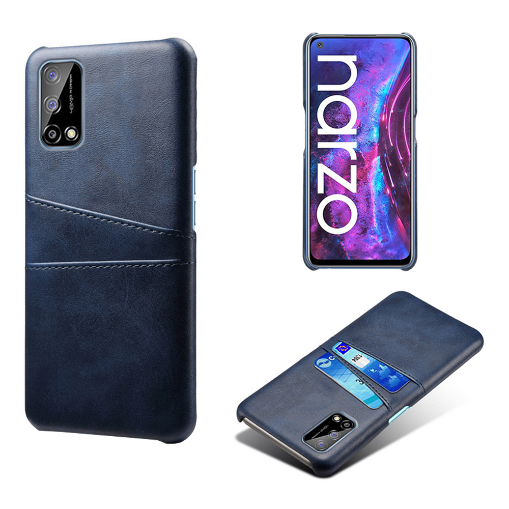 

KSQ Double Card Slots PU Lederbeschichtete PC -hülle Für Realme Narzo 30 Pro 5g - Blau, Realme Narzo 30 Pro 5G