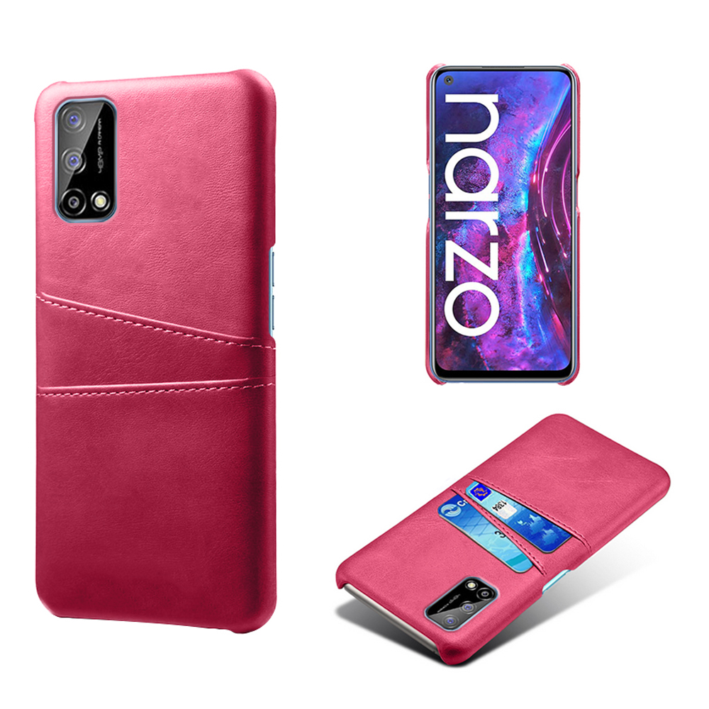 

KSQ Double Card Slots PU Lederbeschichtete PC -hülle Für Realme Narzo 30 Pro 5g - Rose, Realme Narzo 30 Pro 5G