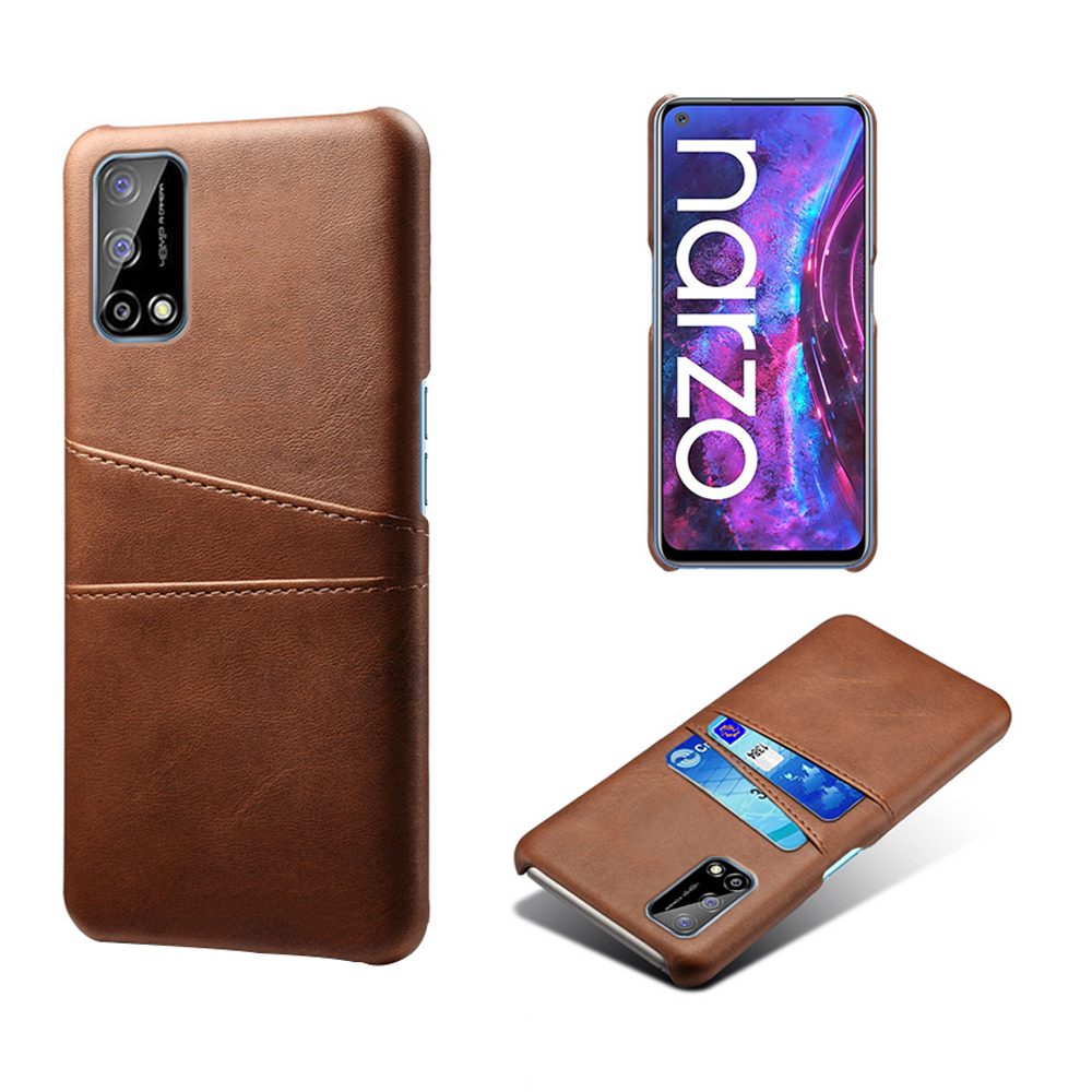 

KSQ Double Card Slots PU Lederbeschichtete PC -hülle Für Realme Narzo 30 Pro 5g - Braun, Realme Narzo 30 Pro 5G