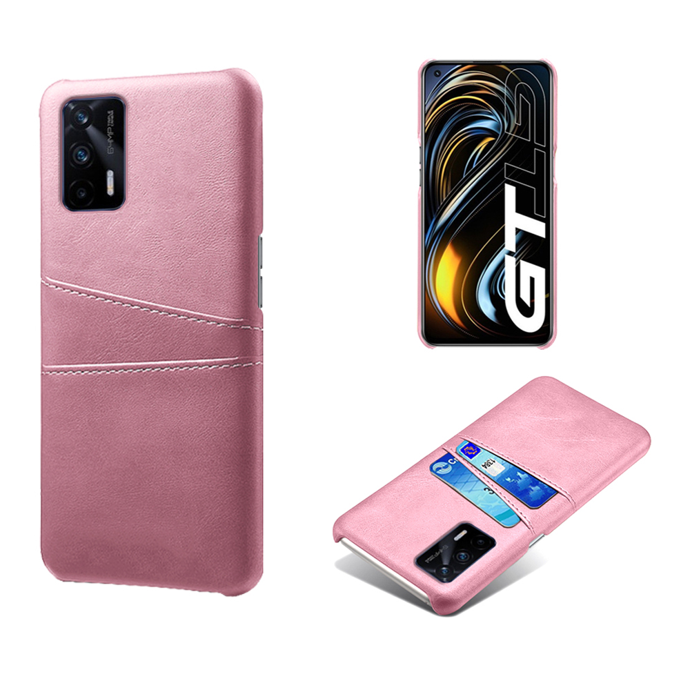 

KSQ Double Card Slots PU Lederbeschichtete PC -rückschale Für Realme GT 5G - Roségold, Realme GT 5G