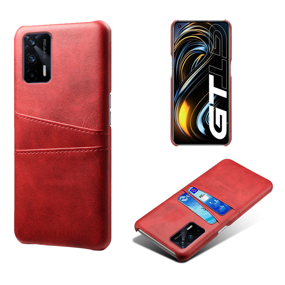 

KSQ Double Card Slots PU Lederbeschichtete PC -rückschale Für Realme GT 5G - Rot, Realme GT 5G