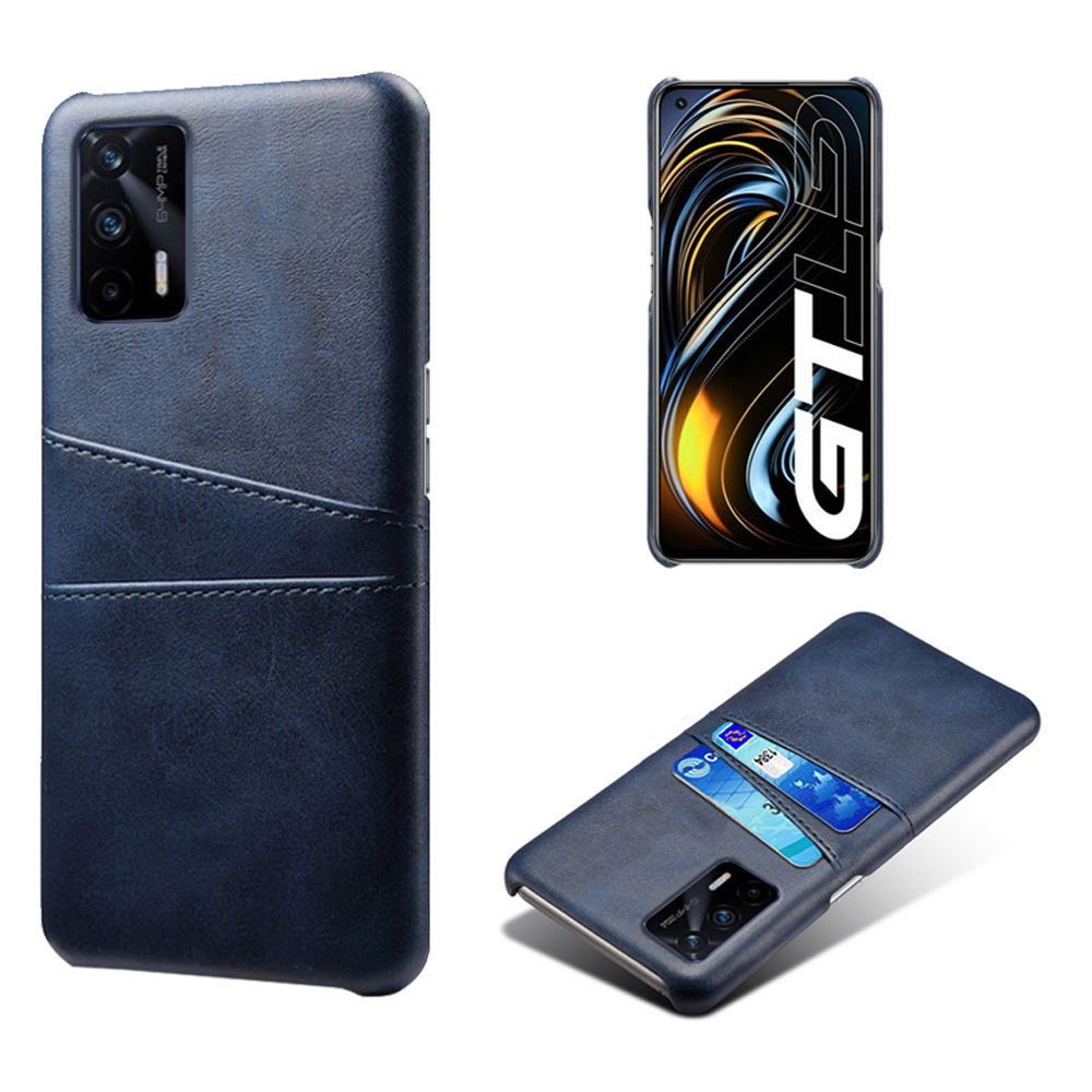 

KSQ Double Card Slots PU Lederbeschichtete PC -rückschale Für Realme GT 5G - Blau, Realme GT 5G