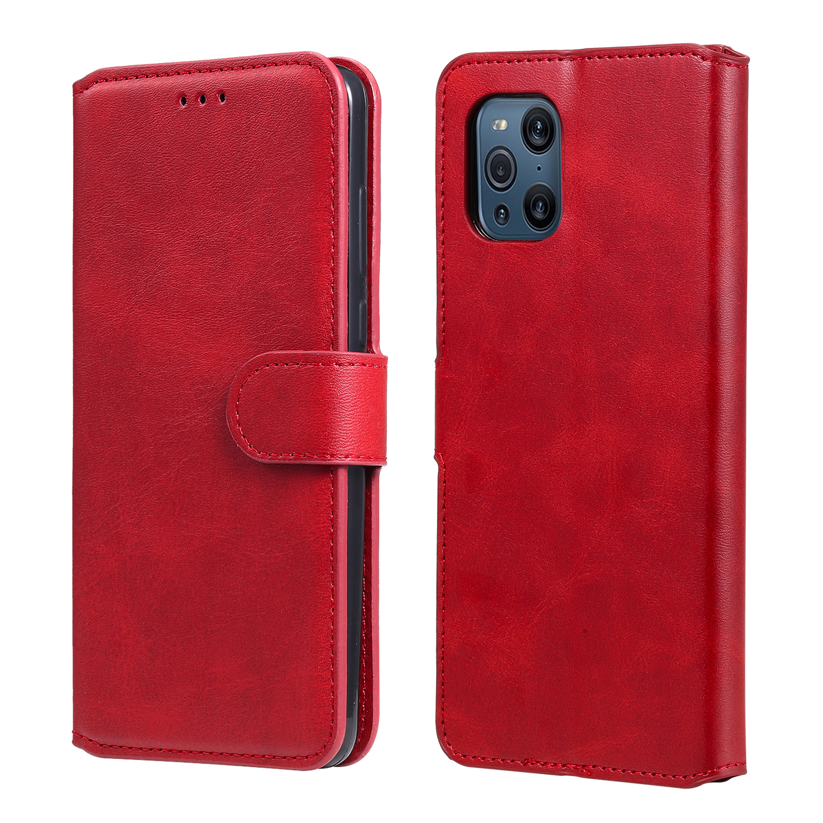 

Portefeuille Stand Flip Leather Téléphone Pour Oppo Find X3 Pro / Oppo Trouve X3 - Rouge