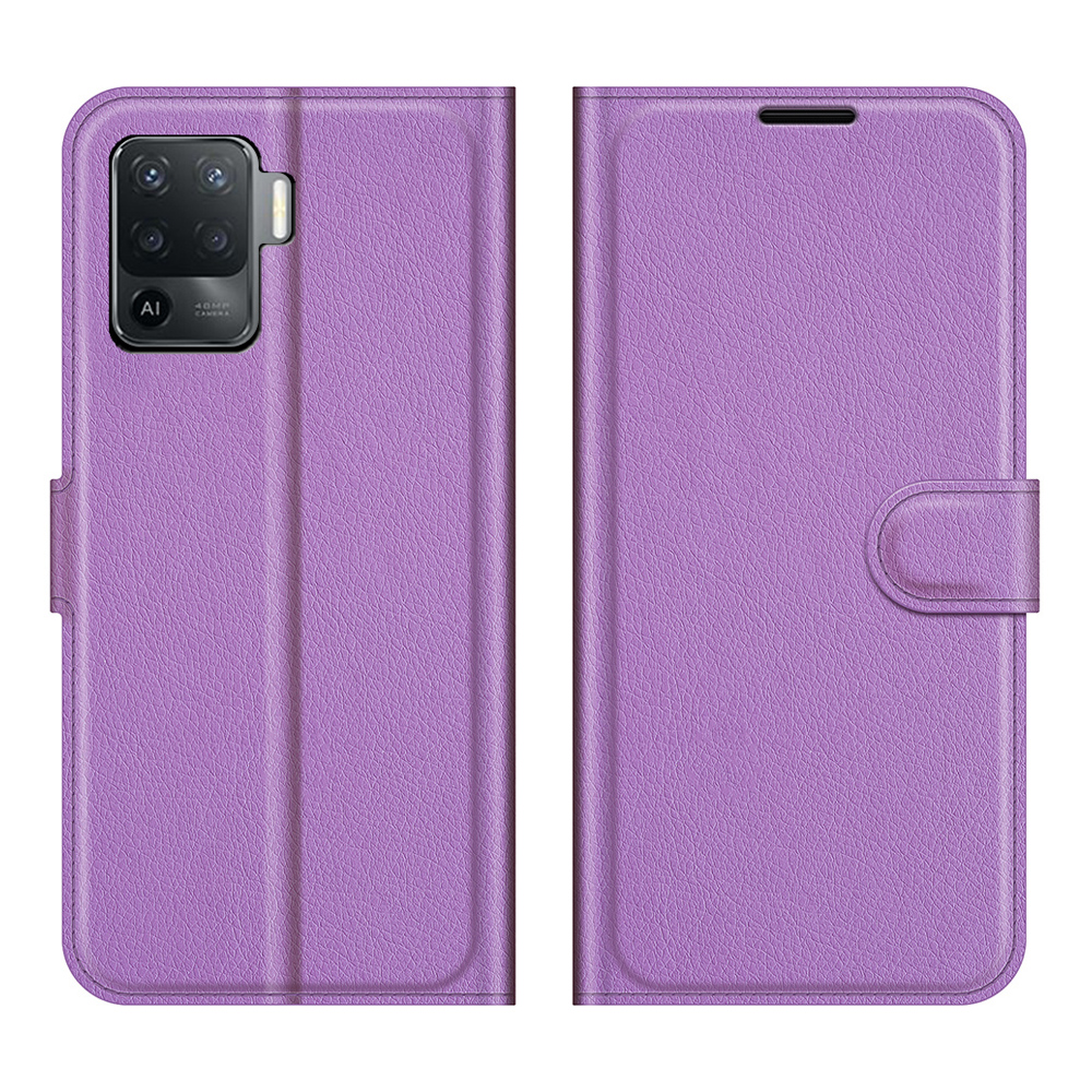 

Litchi Skin Wallet Stand Leather Case for Oppo A94/Oppo F19 Pro Phone Cover - Purple