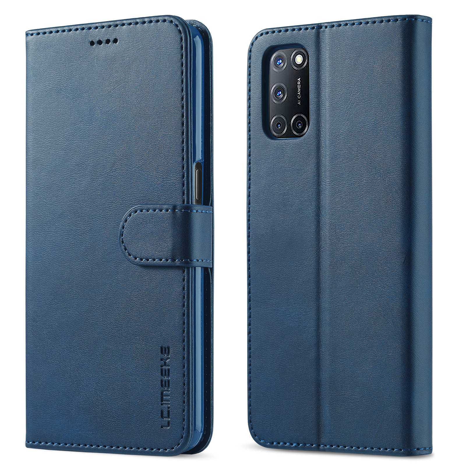 

Lc. Imaeke Für Oppo A74 5G/A93 5G/A54 5G Praktische Brieftaschenständer Design Leder Mobiltelefon Hülle - Blau, Oppo A74 5G