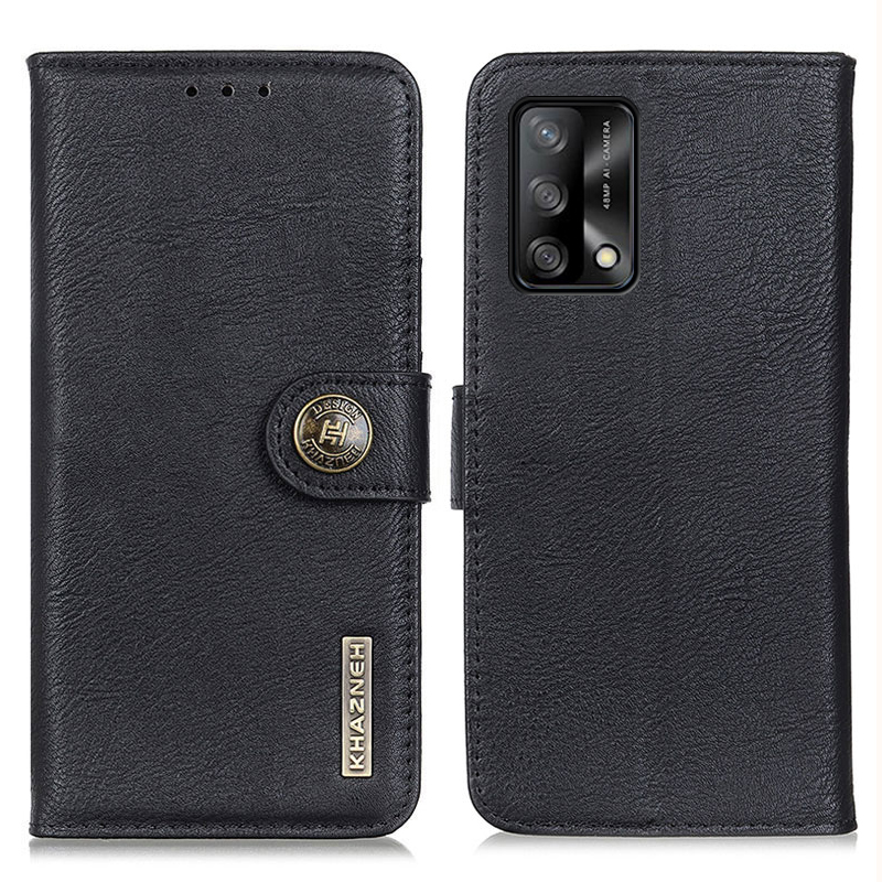 

Khazneh Lederschutzgehäuse Brieftaschenstand Telefonabdeckung Für Oppo F19 / A74 4G - Schwarz, Oppo F19