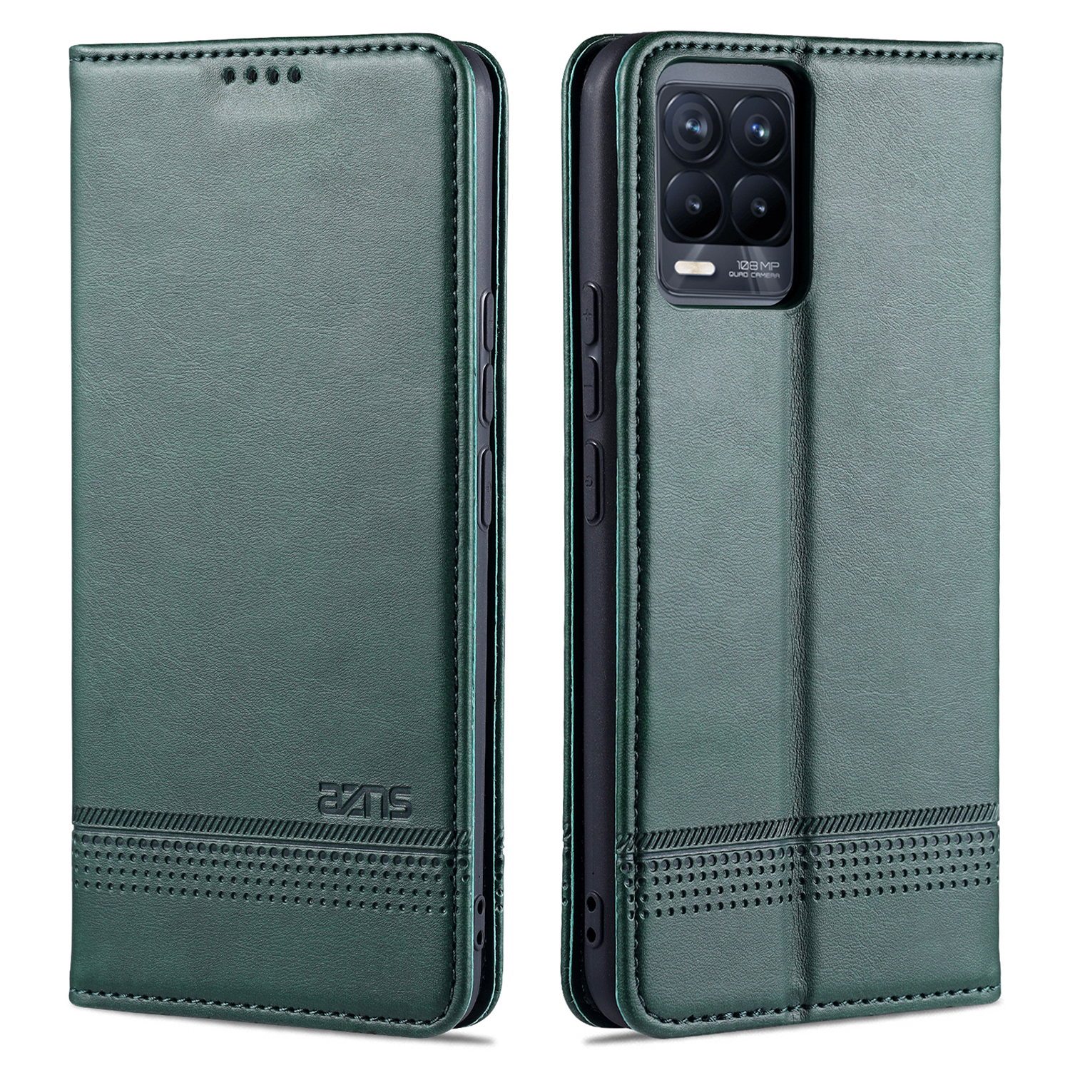 

AZNS Auto-absorbierter Magnetischer Stand-Geldbörsen-Gehäuse-Leder-Telefon-Shell Für REALME 8/8 PRO - Grün, Realme 8