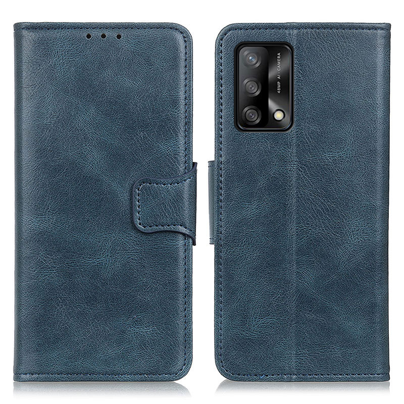 

Crazy Horse Wallet Leder Stand Cover Für Oppo A74 4G/F19 - Blau, Oppo F19
