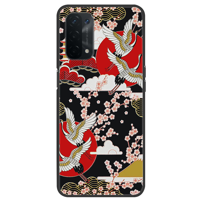

Embossed Pattern Printing TPU Phone Cover for Oppo A74 5G - Four Crane, Oppo Oppo A74 5G