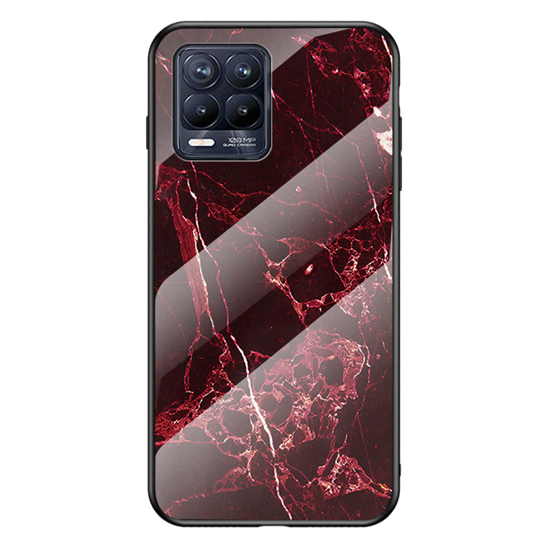 

Marmorierung Muster Temperiertes Glas Schutzhülle Rückseite Für Realme 8/8 PRO - Blut Roter Marmor., Realme 8 Pro