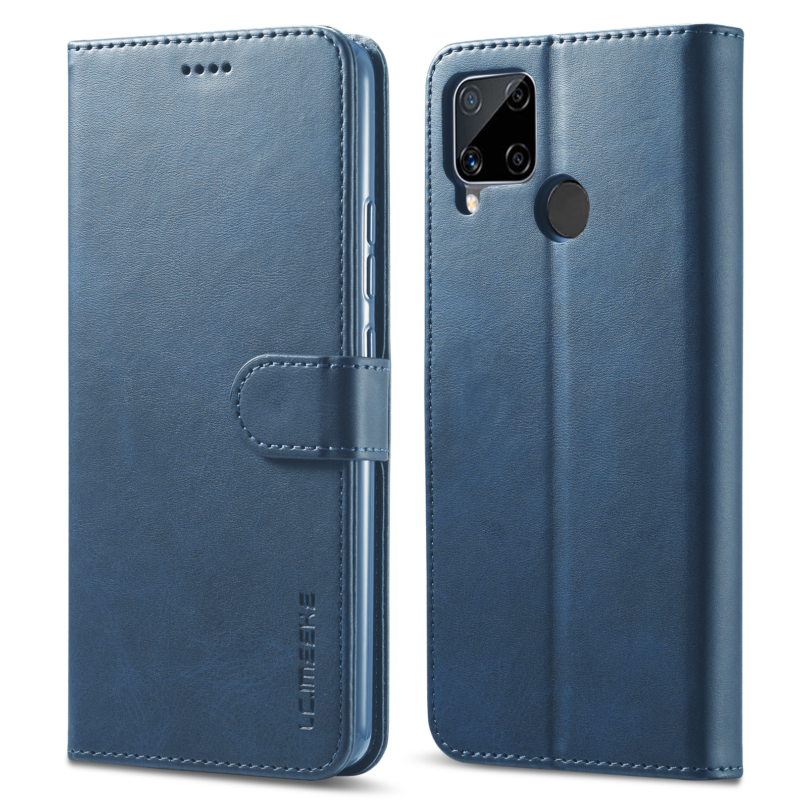 

Lc. . Imeeke Brieftasche Stand Design Telefon Vollschutz Leder Hülle Etui Für Realme C15 / C12 / C25 - Blau, Realme C15