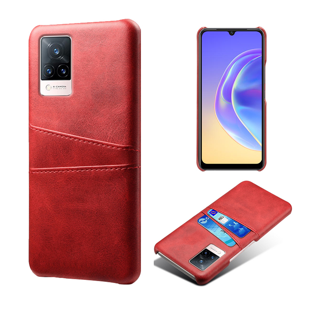 

KSQ PU Lederbeschichtete PC -telefonhülle Mit 2 Kartenschlitzen Für Vivo V21 5g / 4g - Rot, vivo V21 5G